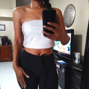 Sequin Strapless Top